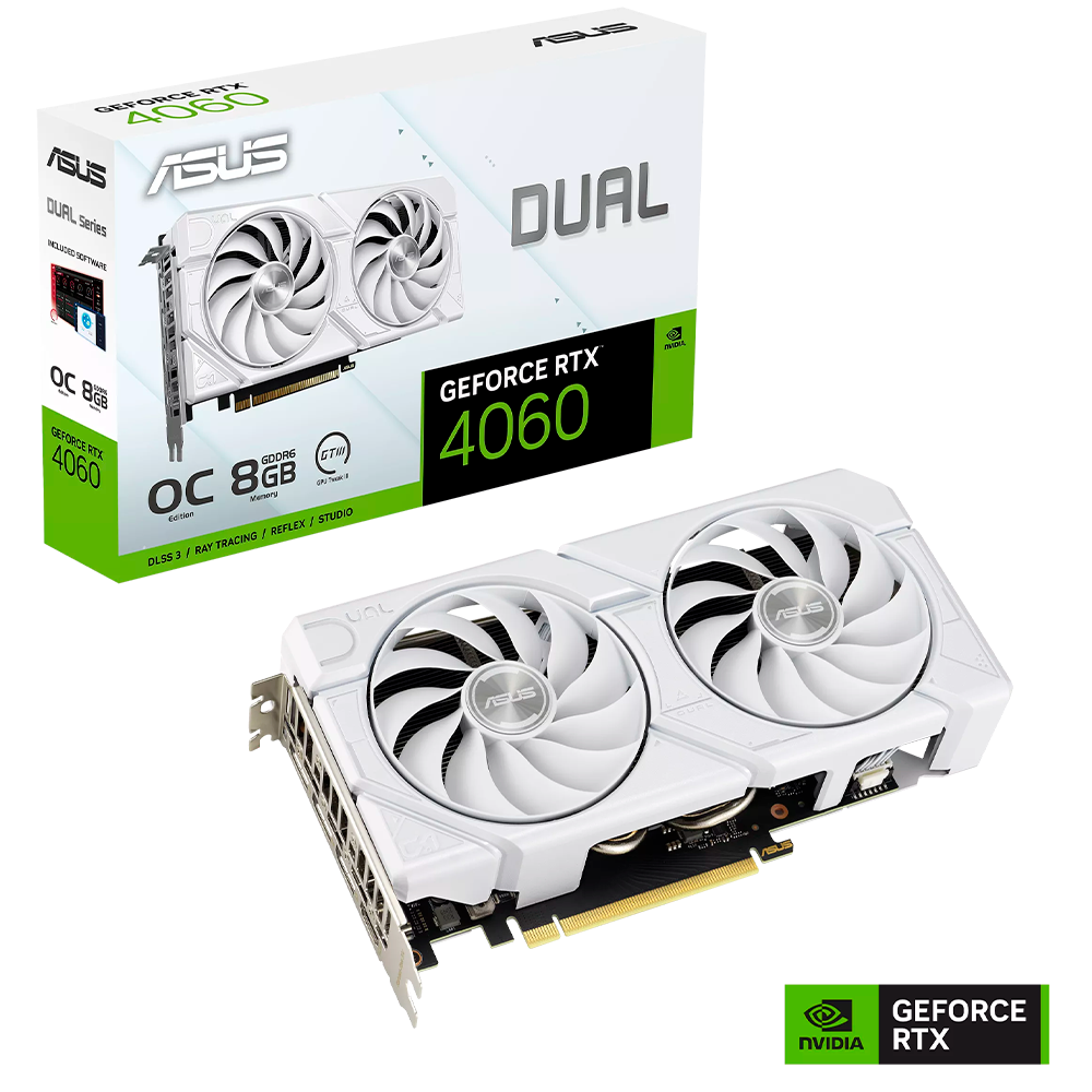 Tarjeta de Video ASUS NVIDIA Dual GeForce RTX 4060 EVO 8GB OC WHITE, 8GB 128-bit GDDR6, 2535MHz Boost Clock, PCI Express 4, DUAL-RTX4060-O8G-EVO-WHITE