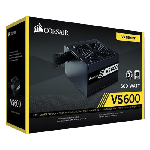 Fuente de poder Corsair VS600, 80 Plus White, 600W, CP-9020224-NA