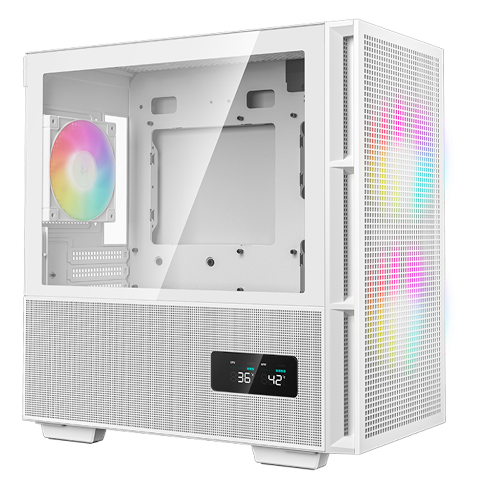 Gabinete DEEPCOOL CH360 DIGITAL, Mini-ITX/Micro-ATX, Cristal Templado, Pantalla Digital de Doble Estado en Tiempo Real, 3 Ventiladores Instalados, Blanco, R-CH360-WHAPE3D-G-1 - Image 2