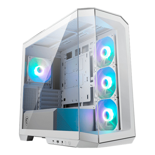 Gabinete MSI MAG PANO M100R PZ, Cristal, ARGB, Micro-Tower, Micro-ATX/ITX, USB 3.2, Sin Fuente, 4 Ventiladores ARGB Instalados, Blanco, MAG PANO M100R PZ WHITE, Solo compatible con tarjetas madre MSI PROJECT ZERO, Promo MSI