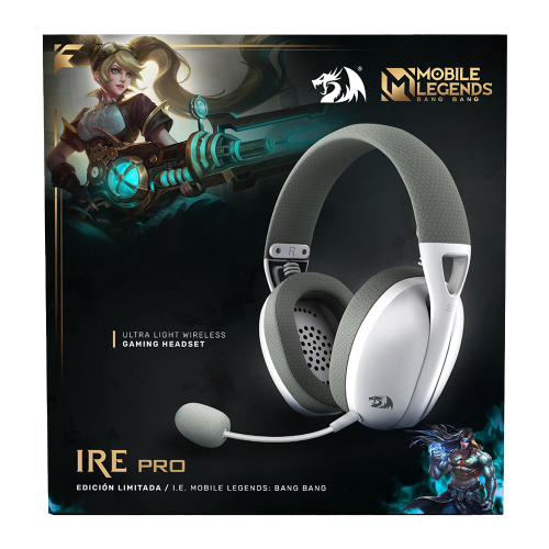Diadema Gamer Redragon Ire Pro H848 Blanco/Gris, Alámbricos e Inalámbricos, Stereo, USB, BT, PC, White/Grey, H848MLWG, Edición Especial Mobile Legends: Bang Bang /