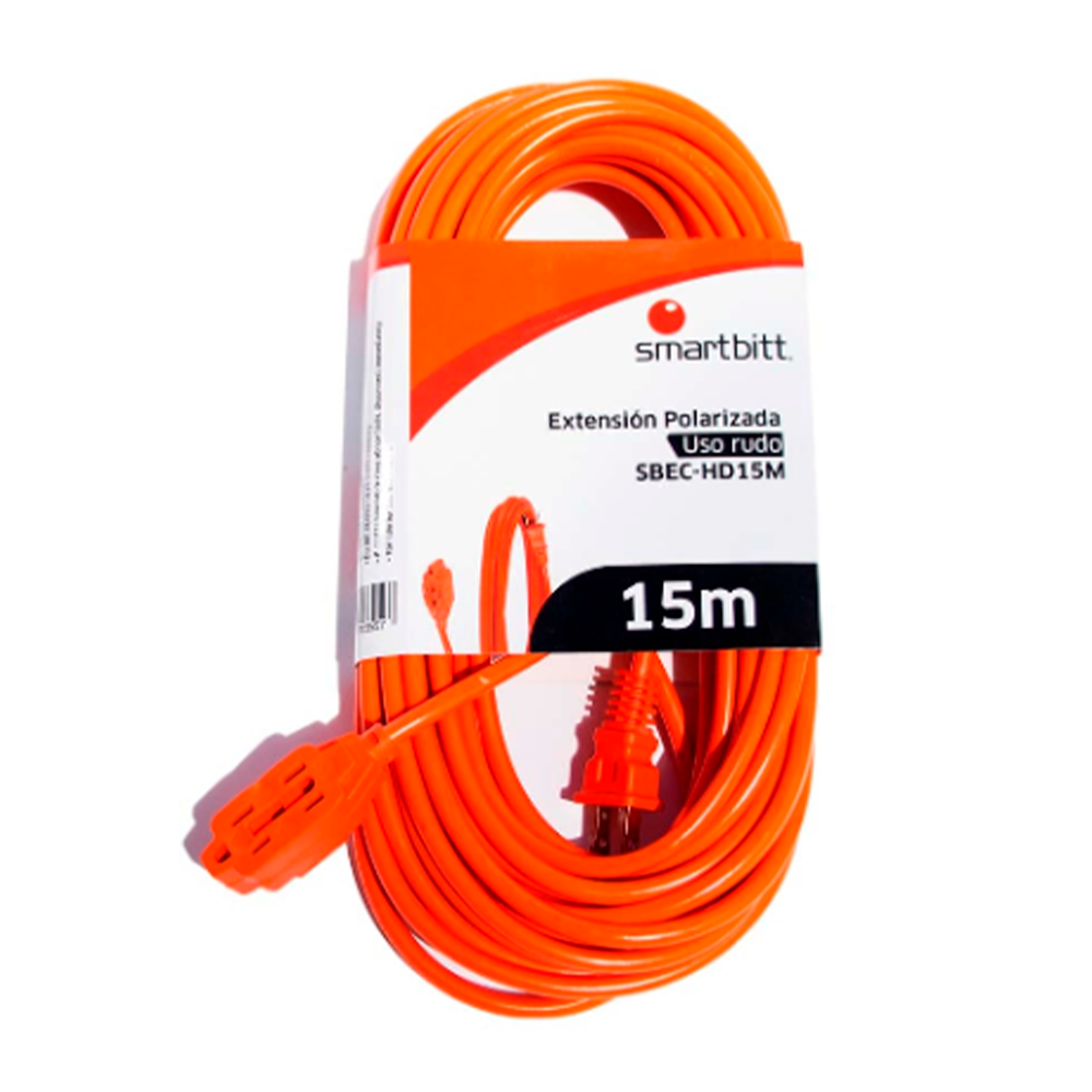Extensión de Uso Rudo Smartbitt SBEC-HD15M, 3 Salidas AC, 13A, 15 Metros, Naranja, SBEC-HD015M