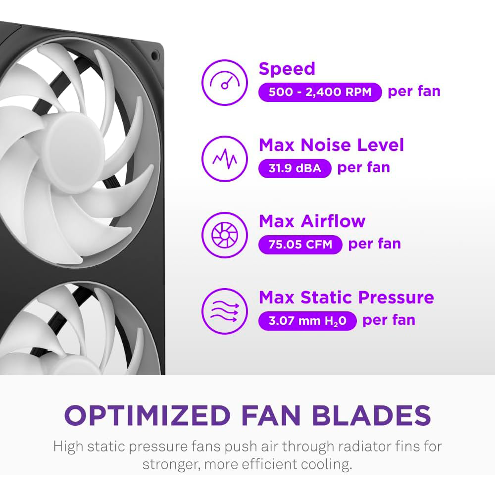 Enfriamiento Líquido NZXT Kraken Core 240 RGB, 240mm, Hasta 3100RPM, Negro, RL-KR24C-B1 - Image 3