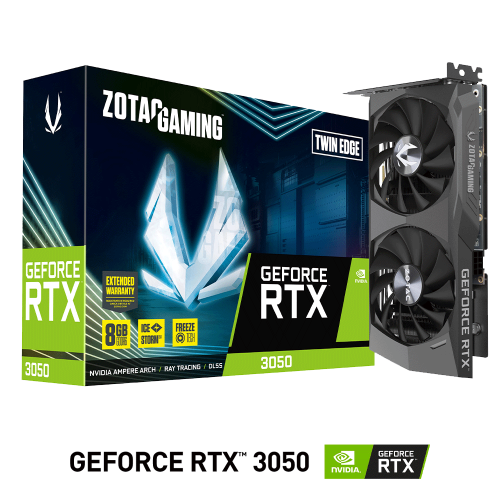 Tarjeta de Video Nvidia GeForce RTX 3050, 8GB GDDR6, Zotac Twin Edge/ ZT-A30500E-10M, 2 AÑOS DE GARANTIA NACIONAL
