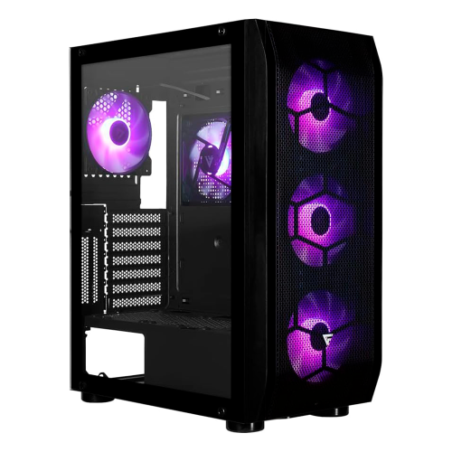 Gabinete GAME FACTOR CSG400, ATX, M-ATX,ITX, Cristal Templado, 5 Ventiladores ARG Pre Instalados, CSG400