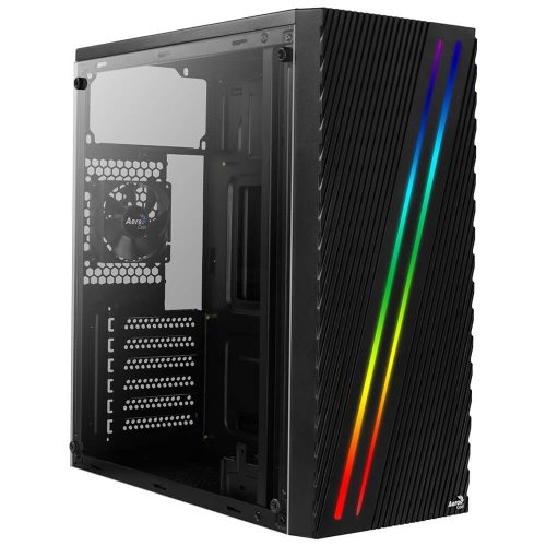 Gabinete Aerocool Streak RGB, Negro, Ventana lateral, ATX, USB 3.0, HD Audio
