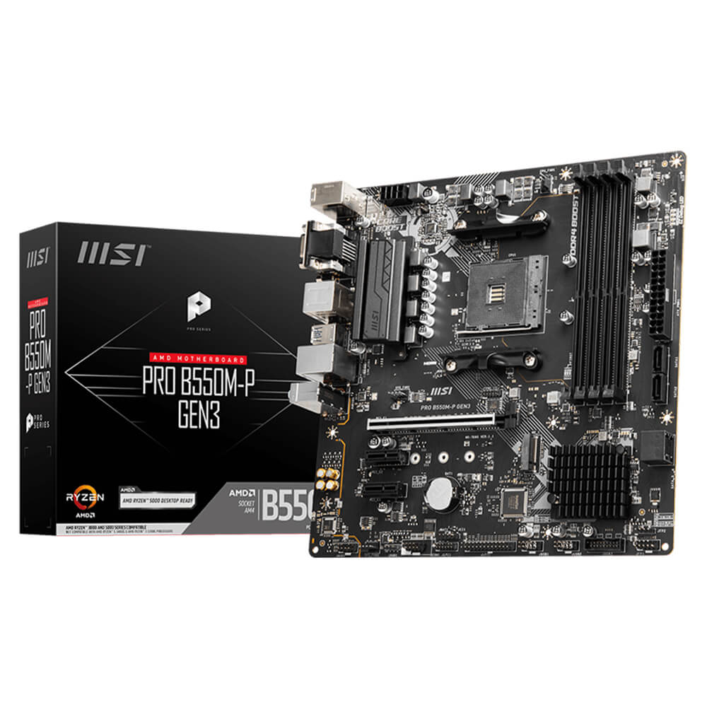 Tarjeta Madre MSI PRO B550M-P GEN3/ Micro-ATX, Socket AM4, AMD B550, HDMI, 128GB DDR4 para AMD, Ryzen 5000 Readt, PRO B550M-P GEN3