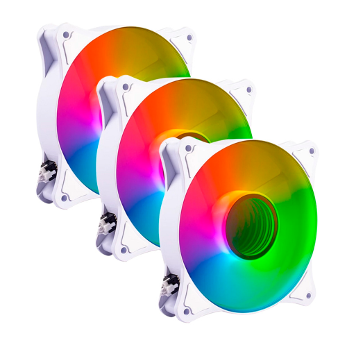 Kit Ventiladores Ventilador Balam Rush Eolox Blaze EX90KW ARGB, 120mm, 1200RPM, Blanco, 3 Piezas, Incluye HUB/Control, BR-937955
