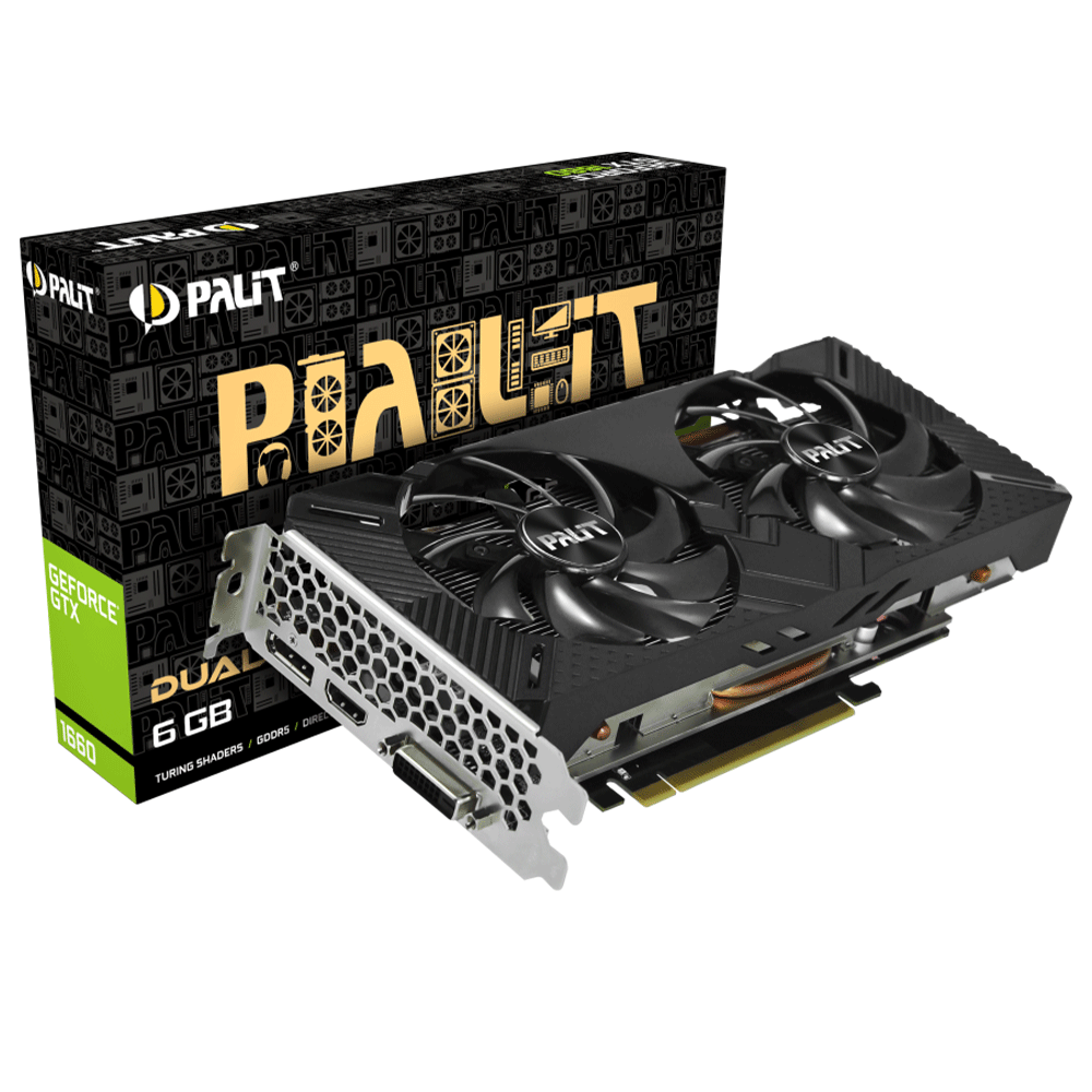 Tarjeta de video NVIDIA GeForce GTX 1660 6GB GDDR5, PALIT DUAL/ HDMI, DP, DVI - NE51660018J9-1161, 1 AÑO DE GARANTIA NACIONAL