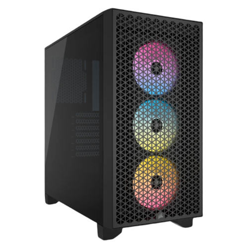 Gabinete Corsair 3000D RGB AIRFLOW, Midi-Tower, ATX, Cristal Templado, USB 3.2, Sin Fuente, 3 Ventiladores RGB Instalados, Negro, CC-9011255-WW