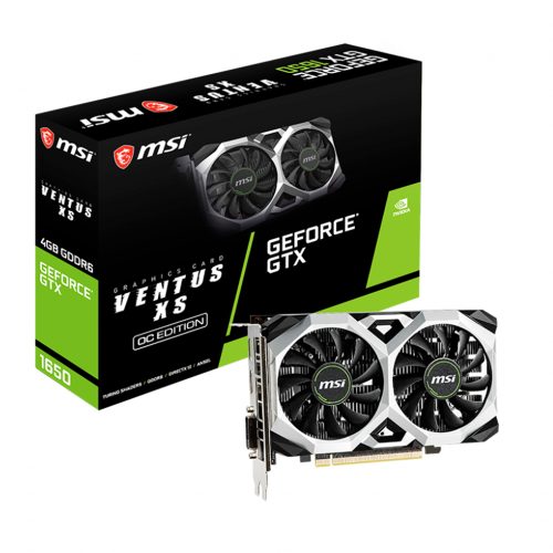 Tarjeta de video NVIDIA GeForce GTX 1650 4GB GDDR6, MSI, D6-VENTUS-XS-OC, HDMI, DP, DVI, 912-V809-3445, 3 AÑOS DE GARANTIA NACIONAL