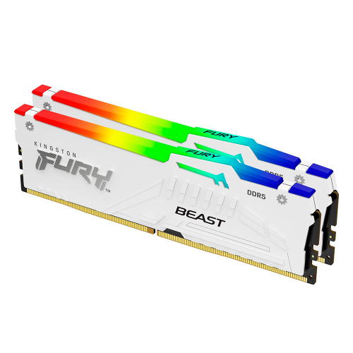 Kit Memoria RAM Kingston FURY Beast RGB DDR5, 6000MHz /32GB (2x16GB), On-Die ECC, CL40, XMP, Blanco, KF560C40BWAK2-32 /MAX. 1 X CLIENTE