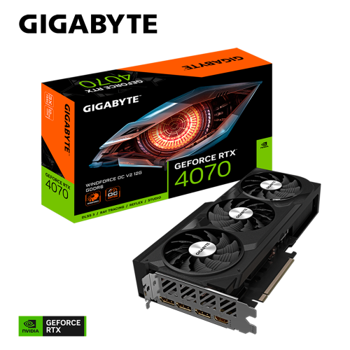 Tarjeta de Video GIGABYTE NVIDIA GeForce RTX 4070 WINDFORCE OC V2, 12GB, 192-bit GDDR7, PCI Express 5.0, GV-N4070WF3OCV2-12GD