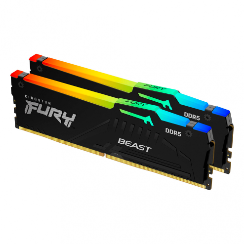 Kit Memoria RAM Kingston FURY Beast RGB DDR5, 4800MHz, 32GB (2 x 16GB), Non-ECC, CL38, XMP, KF548C38BBAK2-32 /MAX. 1 X CLIENTE