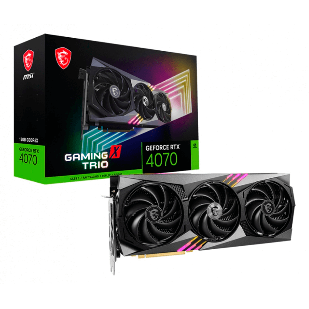 Tarjeta de Video Nvidia Geforce MSI RTX 4070 Gaming X Trio 12GB, PCI Express Gen 4, 12GB GDDR6X, DisplayPort x 3 (v1.4a), 912-V513-064, 3 AÑOS DE GARANTIA NACIONAL