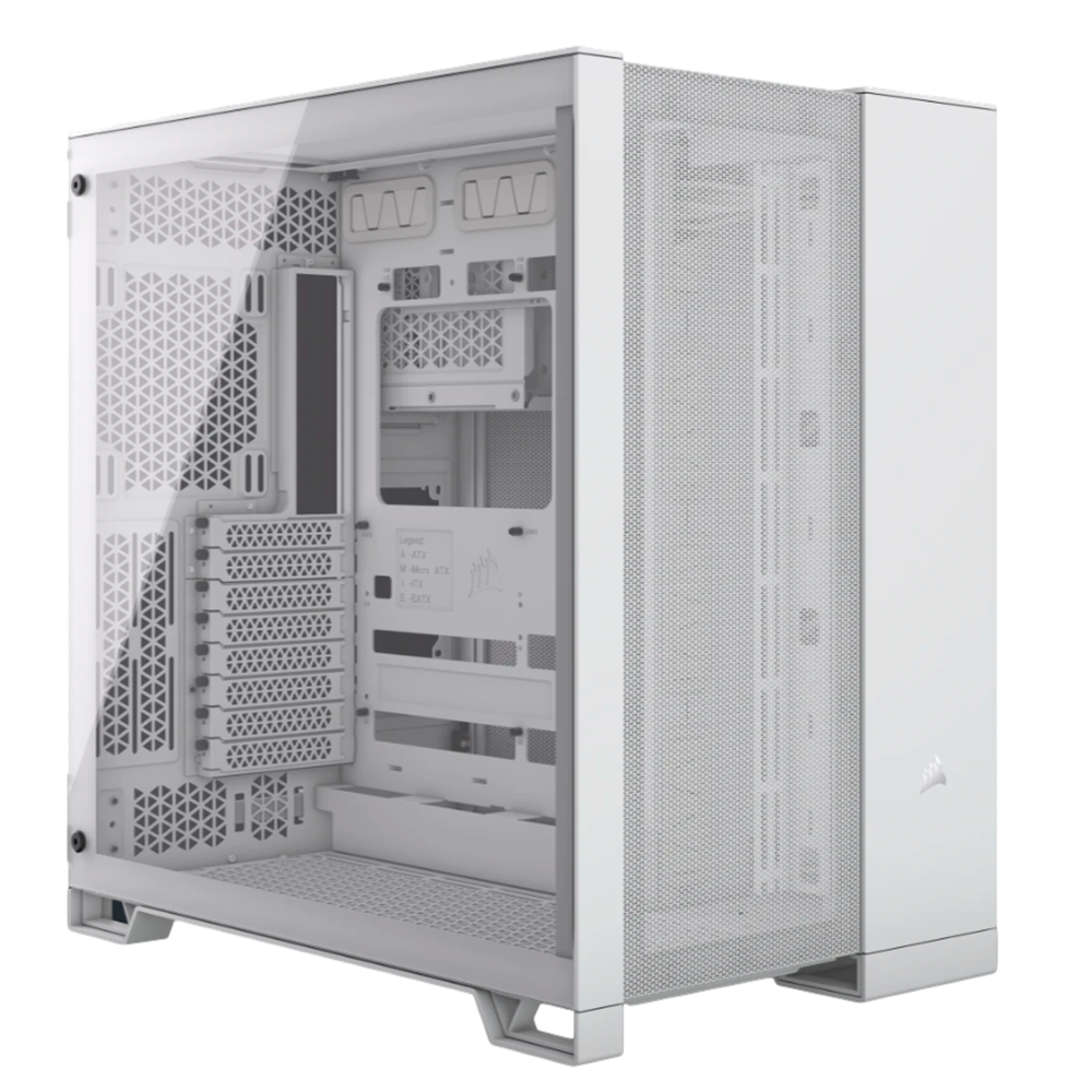 Gabinete Corsair 6500D Airflow, ATX Mid-Tower, Sin Ventiladores Incluidos, Diseño de Doble Cámara, Amplia Flexibilidad de Refrigeración, Compatible con Tarjetas Madre ASUS BTF - MSI Project Zero, Blanco, CC-9011260-WW