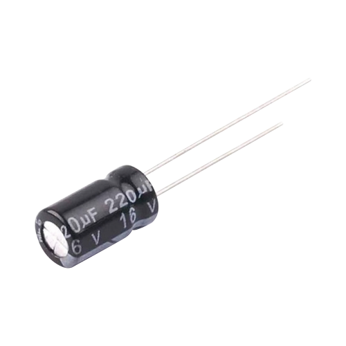 SYSCOM CE220/16V Capacitor Electrolítico en Aluminio, Radial de 220 µFd, 16 Vcc, 105 °C, 6.3 x 11 mm.