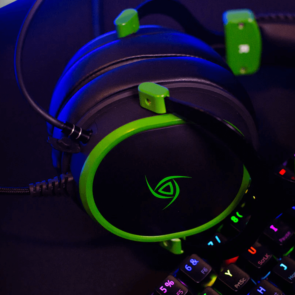 Diadema Gamer VSG SINGULARITY Z BLACK, Alámbricos Micrófono USB, LED, Verde con Negro, VG-ZHP725-BLK - Image 3