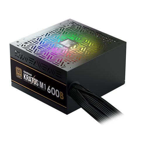 Fuente de poder Gamdias Kratos M1-600W, RGB, Certificacion 80+ BRONZE
