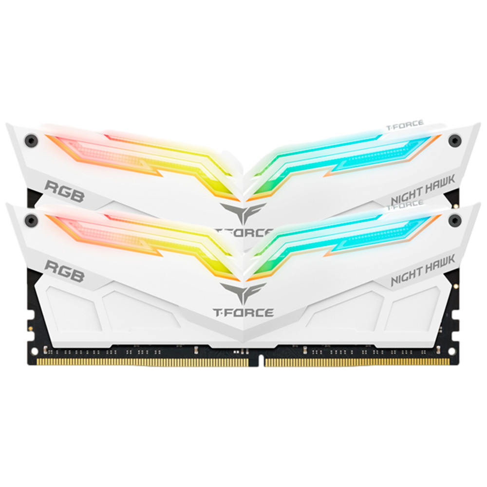 KIT Memorias Ram Team Group NIGHT HAWK, BLANCO, DDR4, 3200MHz, 16GB 2x8, TF15D416G3200HC16CDC01 /MAX. 1 X CLIENTE