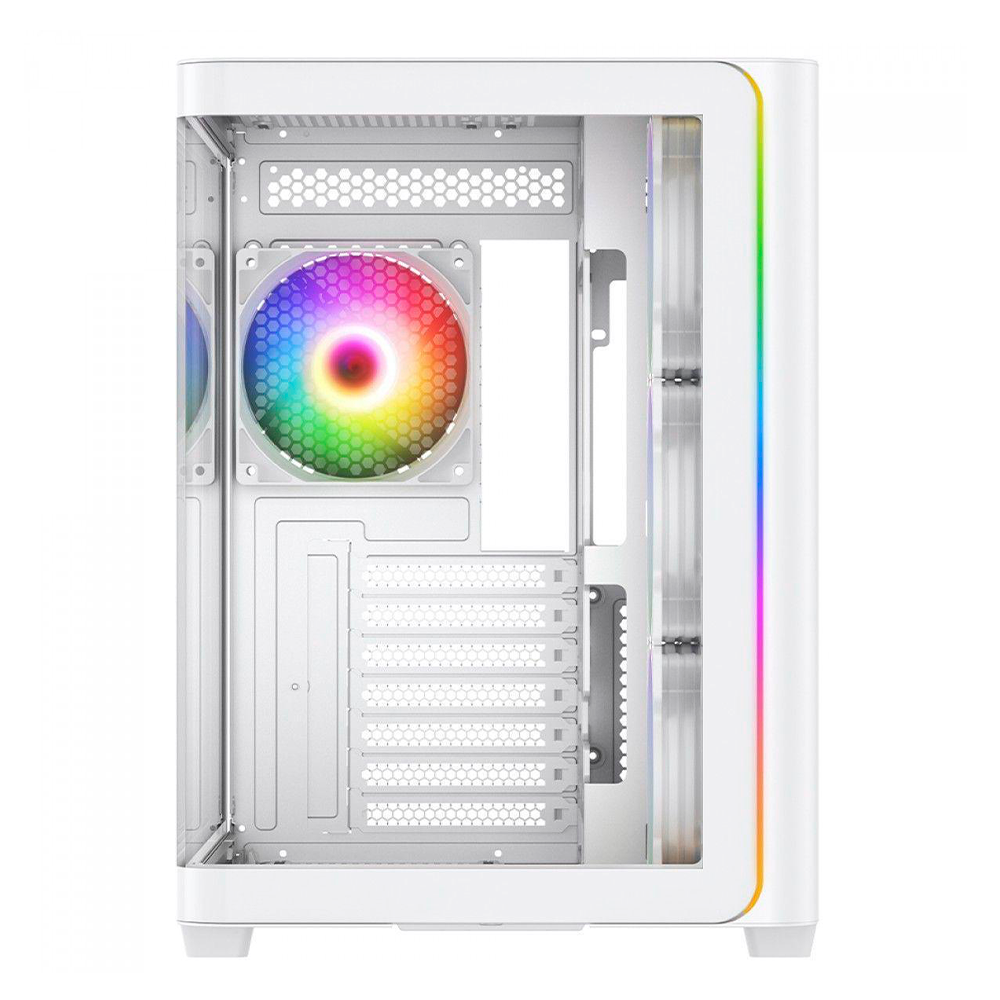 Gabinete Munfrost Hirow, Cristal Full Curve Templado, ATX-Micro ATX-Mini ITX, 4 Ventiladores ARGB Incluidos, Blanco/ NAVIDAD - Image 2
