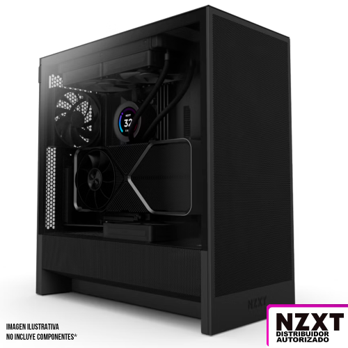 Gabinete NZXT H5 FLOW Negro, Versión 2024, Cristal Templado, Mid-Tower/ Sin Fuente, USB Tipo C, 2 Ventiladores F120Q Instalados, CC-H52FB-01, 2024H7