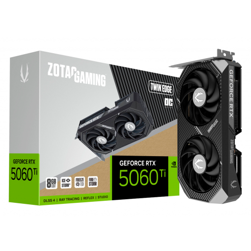 Tarjeta de Video Zotac NVIDIA GeForce RTX 5060 Ti TWIN EDGE OC, 8GB, 128-bit, GDDR7, PCI Express x8 5.0, ZT-B50610H-10M, RTXS50