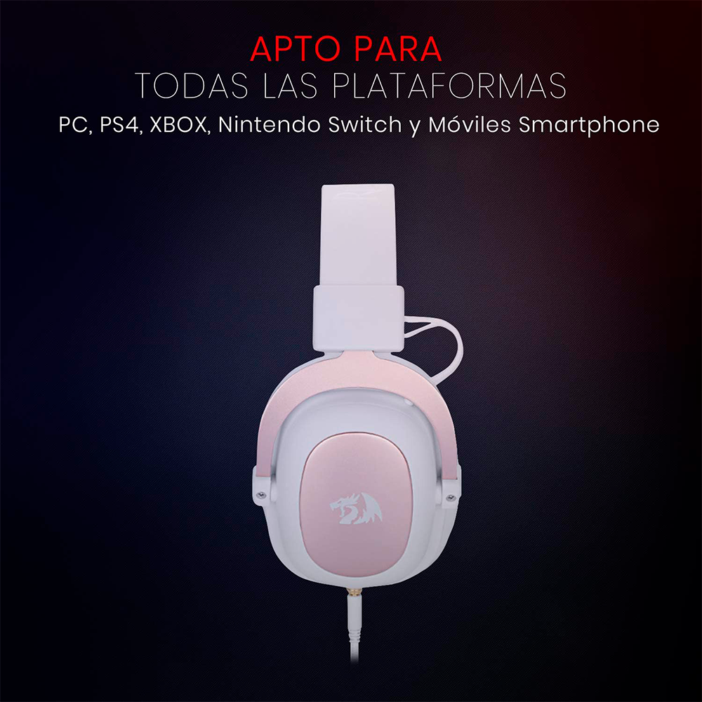 Diadema Gamer Redragon Zeus H510, USB, 3.5mm, 7.1 Virtual, H510-RGB, White, H510W-RGB - Image 2