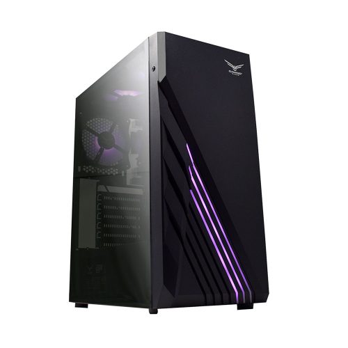 Gabinete Naceb ZION NA-0612, RGB, ATX, Negro, Cristal Templado, Incluye 3 ventiladores, USB 3.0, Audio HD