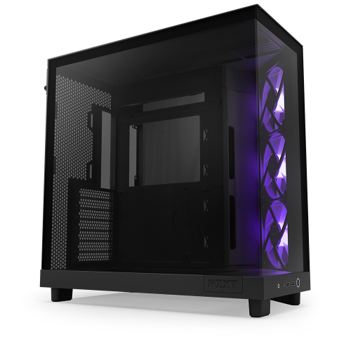 Gabinete NZXT H6 FLOW BLACK RGB, Cristal Templado, Mini-ITX, Micro-ATX, ATX, USB 3.2, USB 3.2 Gen.2 Tipo C, Sin Fuente, Negro, 3 Ventiladores RGB, CC-H61FB-R1/