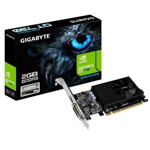 Tarjeta de Video Nvidia GeForce GT 730 2GB GDDR5, Gigabyte, DVI, HDMI, GV-N730D5-2GL