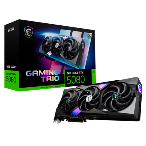 Tarjeta de Video MSI GeForce RTX 5080 16G GAMING TRIO OC, 16GB GDDR7, 256-bit, DisplayPort x3, HDMI, 912-V531-026, RTXS50