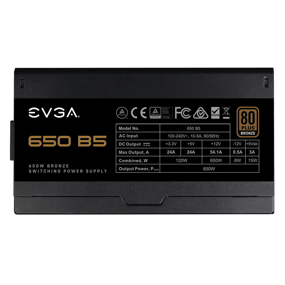 Fuente de poder 650 B5 EVGA, Certificación 80+ BRONZE, Full Modular, 220-B5-0650-V1 - Image 3
