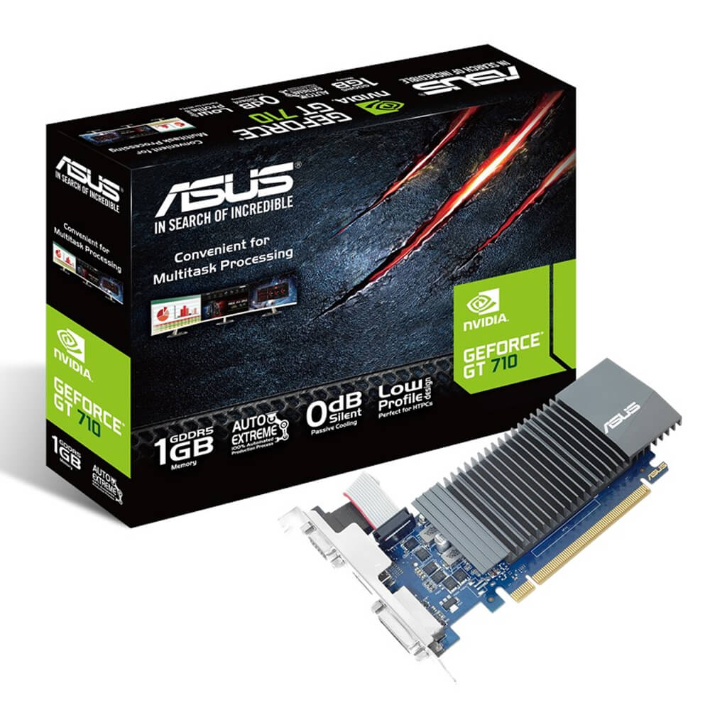 Tarjeta de video NVIDIA GeForce GT 710 1GB GDDR5 DVI/HDMI Asus GT710-SL-1GD5-BRK, 3 AÑOS DE GARANTIA NACIONAL