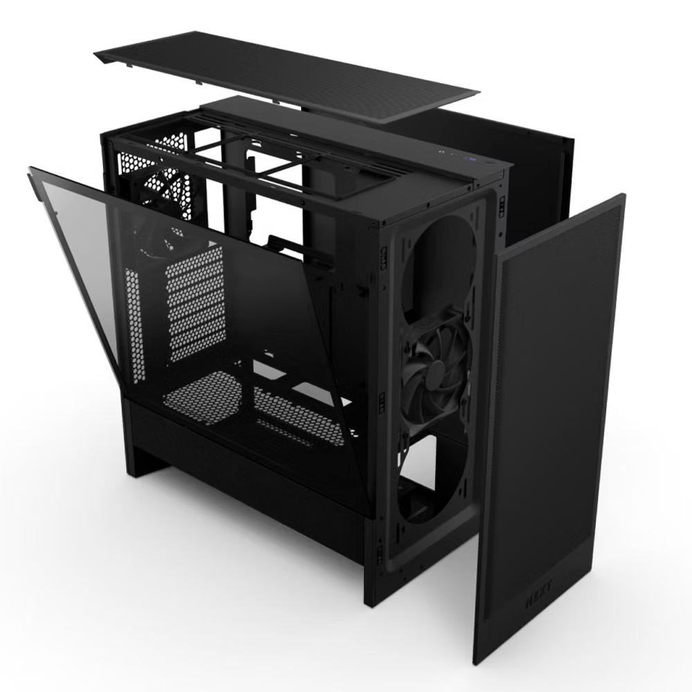 Gabinete NZXT H5 FLOW Negro, Versión 2024, Cristal Templado, Mid-Tower/ Sin Fuente, USB Tipo C, 2 Ventiladores F120Q Instalados, CC-H52FB-01, 2024H7 - Image 5