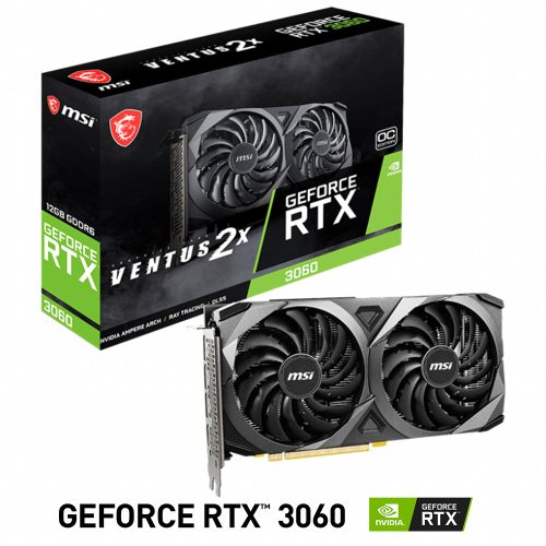 Tarjeta de Video Nvidia GeForce RTX 3060, MSI Ventus 2X, 912-V397-050, 2 AÑOS DE GARANTIA NACIONAL