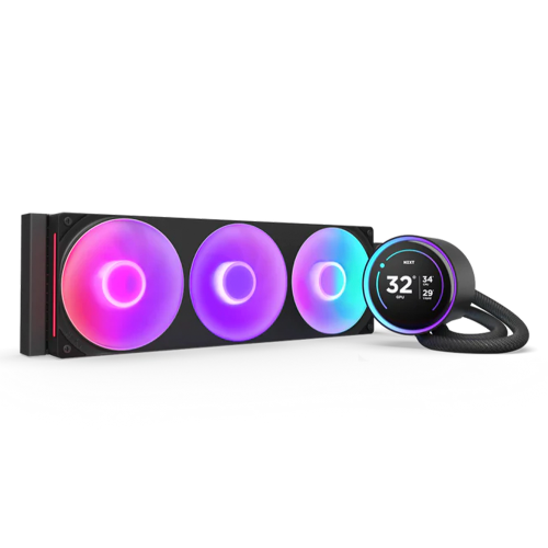Enfriamiento Líquido NZXT Kraken Elite 420 RGB 2025, 420mm, Ventilador de Núcleo RGB F420, LCD IPS personalizable de 2,7”, Bomba de Turbina NZXT, Negro, RL-KR42E-B2