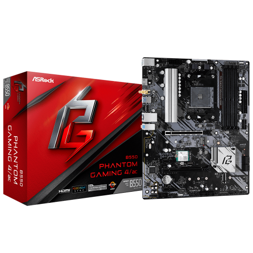 Tarjeta Madre ASRock B550 Phantom Gaming 4/AC, ATX, DDR4, AM4, Up To 128G DDR4, B550 PHANTOM GAMING 4/AC