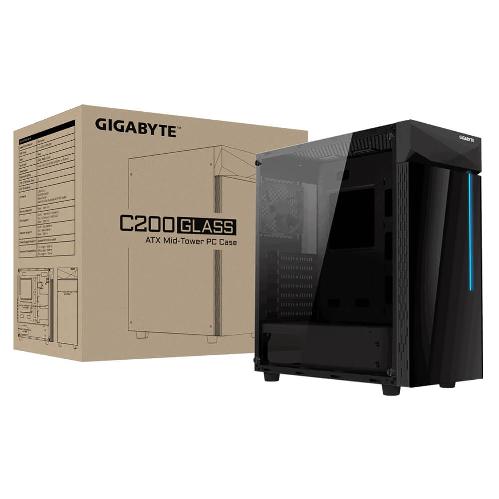 Gabinete Gigabyte C200 Glass, RGB Led, Cristal Templado, ATX, USB 3.0, GB-C200G - Image 9