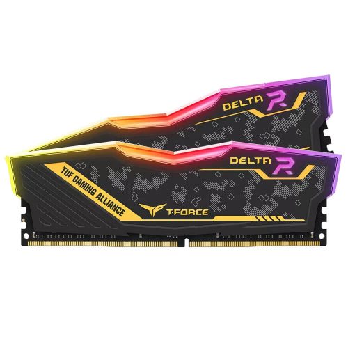 Memoria RAM 32GB DDR4 TeamGroup T-Force Delta RGB TUF Alliance 3200Mhz, Kit 2x16GB, Negra-Amarillo, TF9D432G3200HC16CDC01 /MAX. 1 X CLIENTE
