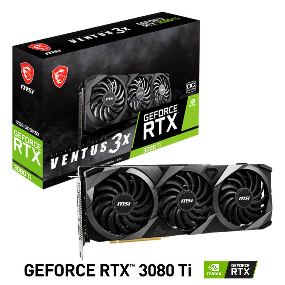 Tarjeta de Video Nvidia GeForce RTX 3080 Ti, MSI VENTUS 3X 12G OC LHR, 912-V389-059, 3 AÑOS DE GARANTIA NACIONAL