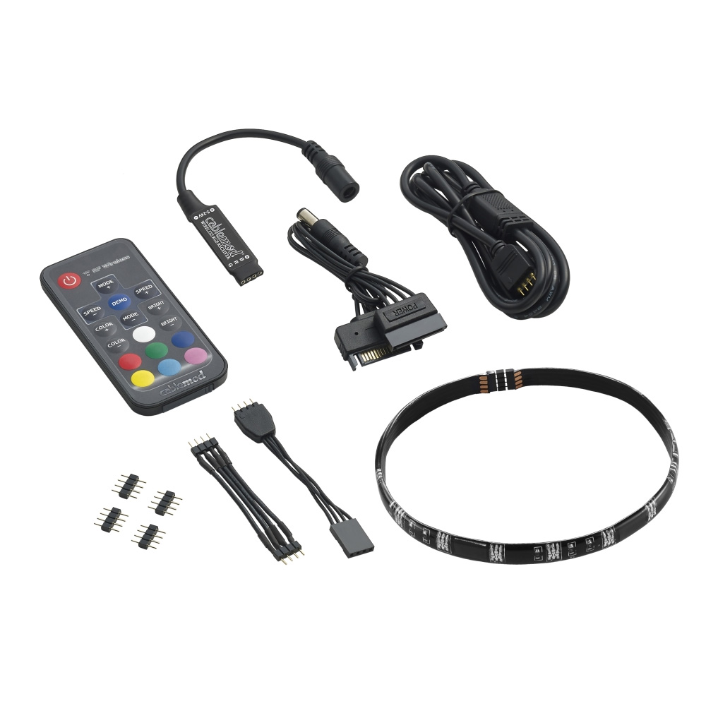 Kit de Iluminación RGB con Aura Sync, Tira 30cm + Control y Adaptador RGB, CableMod CM-LED-15-M30KRGB-RK