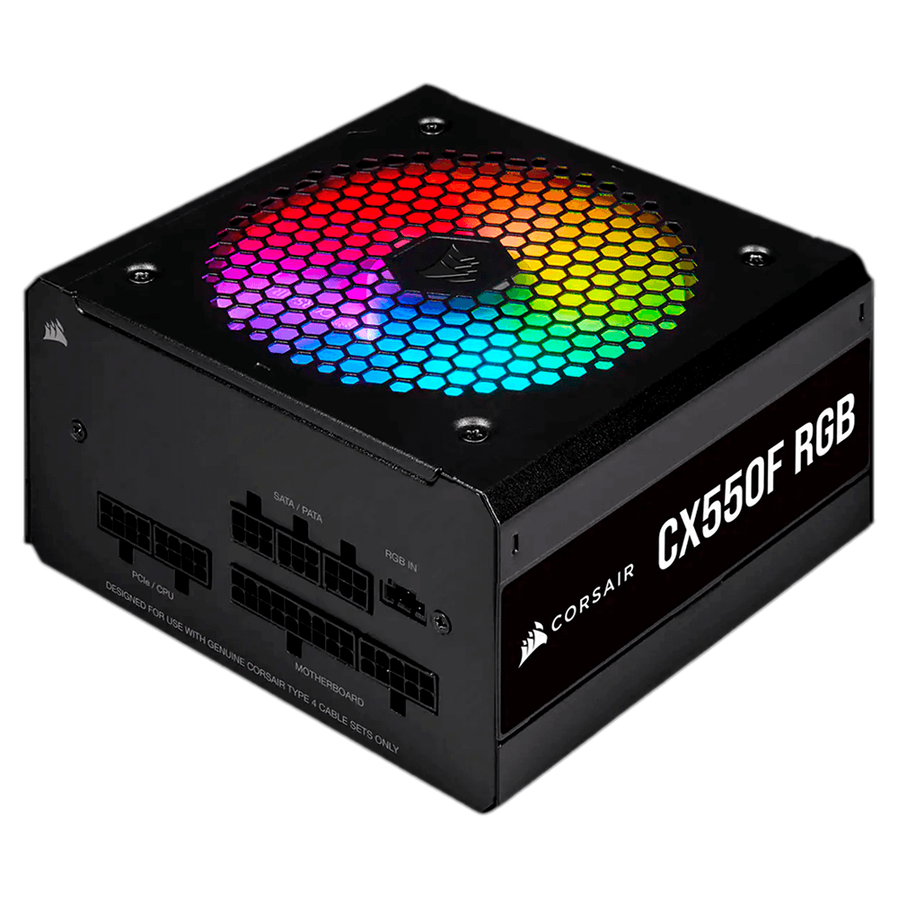 Fuente de Poder Corsair CX550F RGB 80 PLUS Bronze, 24-pines ATX, 120mm, 550W, Negro, CP-9020216-NA