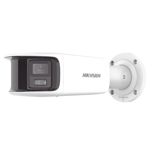 HIKVISION DS-2CD2T87G2-PLSU/SL(C) [FlexVu] [ PROTECCIÓN ACTIVA ] Bala IP Panorámica 8 Megapixel (4K), 2 Lentes 4 mm (180°), Imagen a Color 24/7 (ColorVu), PoE, WDR 130°, IP67, ACUSENSE, Luz Estroboscópica y Alarma Audible, 40 mts Luz Blanca, Micr