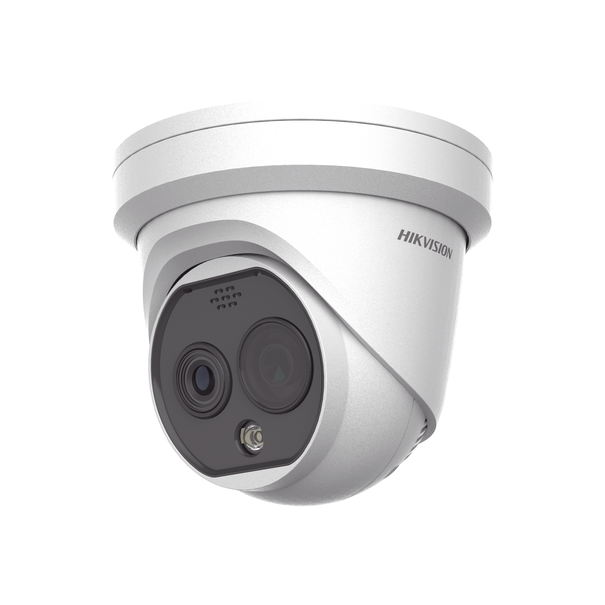 HIKVISION DS-2TD1228T-2/QA(B) Turret IP Dual, Térmica 2.1 mm (256 x 192), Óptico 2.2 mm (4 Megapixel), Termométrica, Detección de Temperatura, PoE /Exterior IP66, Sirena y Luz Intermitente Integrada, MicroSD