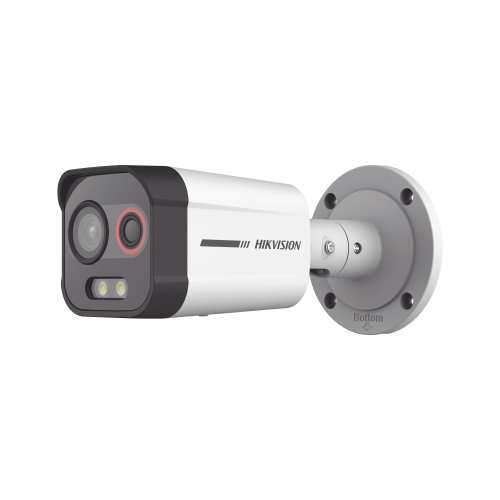 HIKVISION DS-2TD2608-1/QA Bala IP Dual, Térmica 1.35 mm (96 x 72), Óptico 4 mm (4 Megapixel), Detección de Intrusión por VCA 30 mts /30 mts Luz Blanca, Exterior IP67, PoE, Sirena y Luz Intermitente Integrada, Micro SD, ColorVu y ACUSENSE