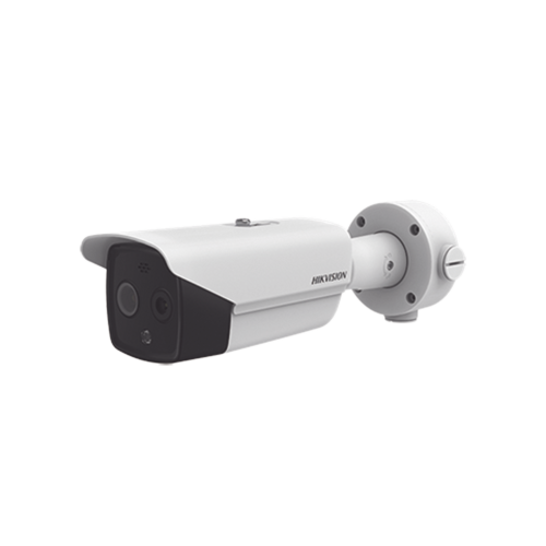 HIKVISION DS-2TD2617-6/QA Bala IP Dual, Térmica 6.2 mm (160 x 120), Óptico 8 mm (4 Megapixel), DETECCIÓN DE PERSONAS 182 m /40 mts IR, Exterior IP67, PoE, Termométrica, Detección de Temperatura, Sirena y Luz Inte, Micro SD 32 GB Incluida