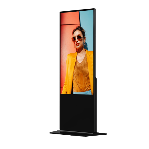 HIKVISION DS-D6055UN-D/S Pantalla de 55″ 4K para Publicidad Digital, Base para Piso (Totem), Gestión de Contenido y Control Centralizado