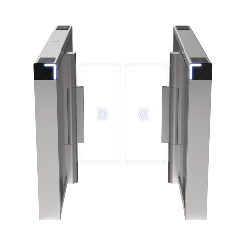 HIKVISION DS-K3B530X-LR/MPG-DP90 Torniquete Swing PREMIUM, Iluminación LED, 12,000,000 Ciclos MCBF, Incluye Lectores de Tarjeta y Panel de Acceso, 14 Pares de IR, Carril de 90 cms, Compatible con Reconocimiento Facial, Incluye Izquierdo y Derecho