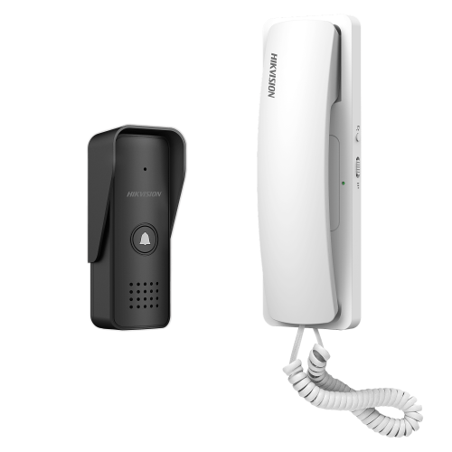 HIKVISION DS-KIS103/US Kit de Audioportero Analógico a 2 Hilos, Apertura de 2 Puertas, Diferentes Tonos y Volúmenes de Timbre, Protección IP55